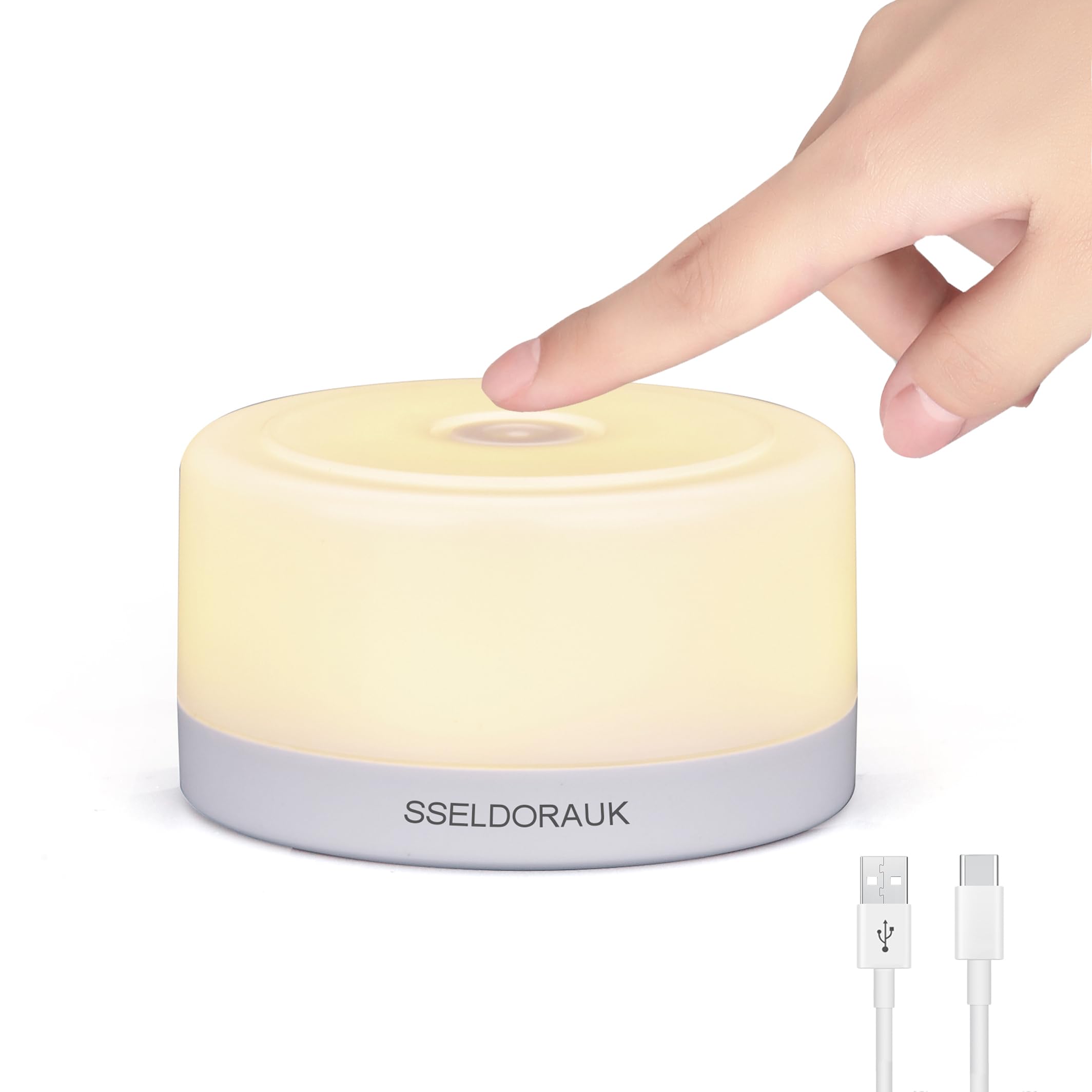 S SELDORAUK Baby Night Light Kids - Led USB Rechargeable Bedside Lamp Touch Control Dimmable Nursery Lamp for Newborn Breastfeeding, Sleeping and Relaxing (Warm Light 1Pack)