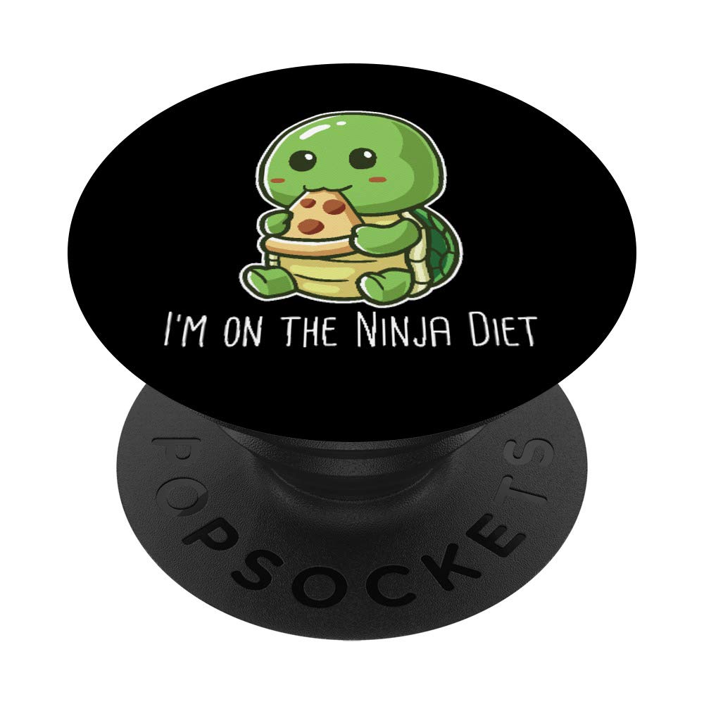 I'm On The Ninja Diet Funny Turtle Eating Pizza Nerd Geek PopSockets Swappable PopGrip