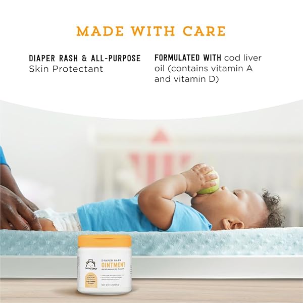AMAZON BRAND – MAMA BEAR DIAPER RASH OINTMENT AND SKIN PROTECTANT WITH COD LIVER OIL, 16 OZ, PACK OF 1