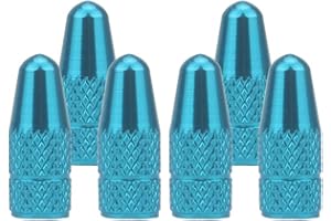 Senzeal 6pcs Presta Aluminum French Style Bicycle Air Tire Valve Caps Dust Covers Sky Blue