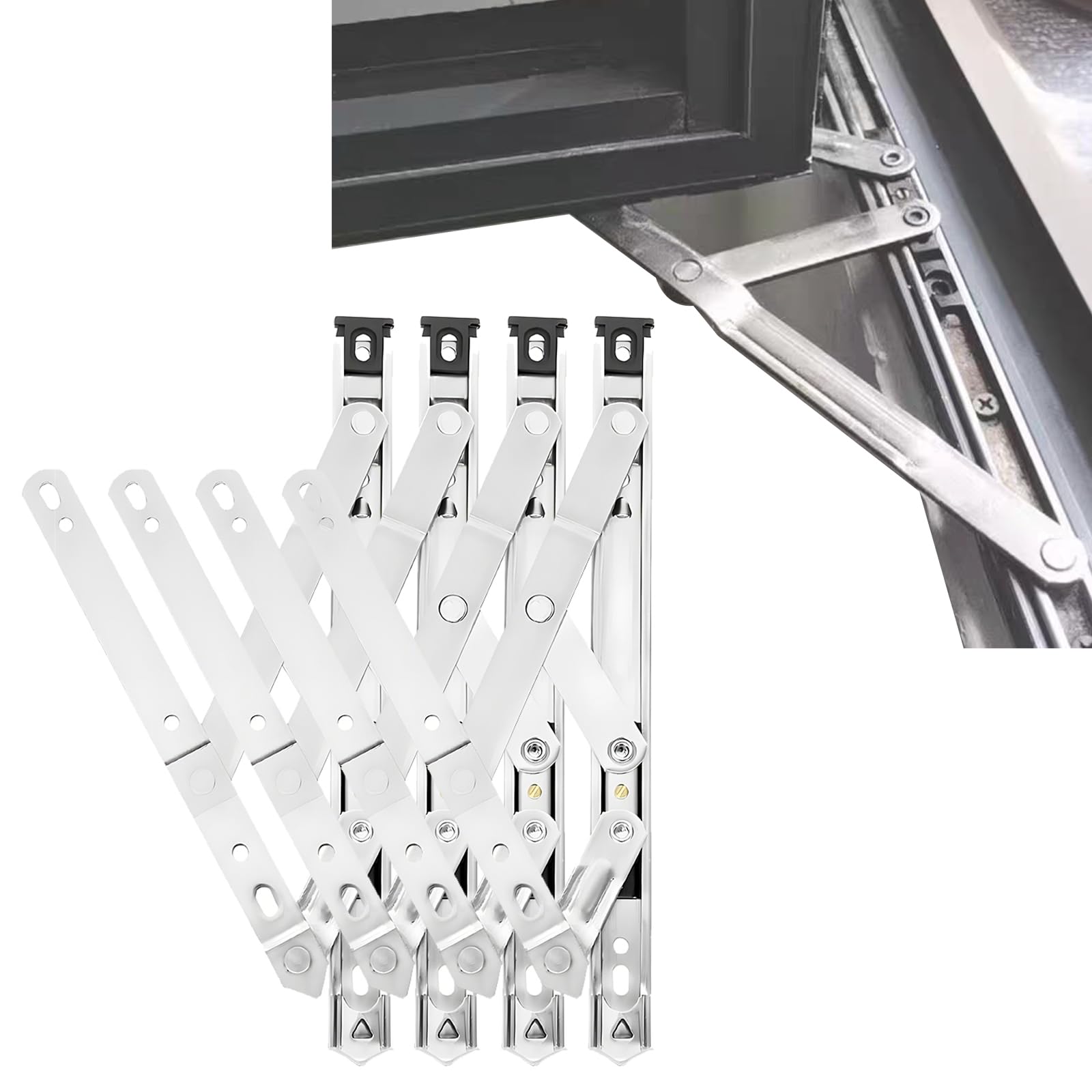 Photo 1 of Acrux7 4 Pack 10 Inch Casement Window Hinge, Stainless Steel Casement Window Stay, E-Gard Opening Friction Stay Concealed Hinges, Casement Window Hardware for Awning/Hopper/Transom Window (2 Pair)