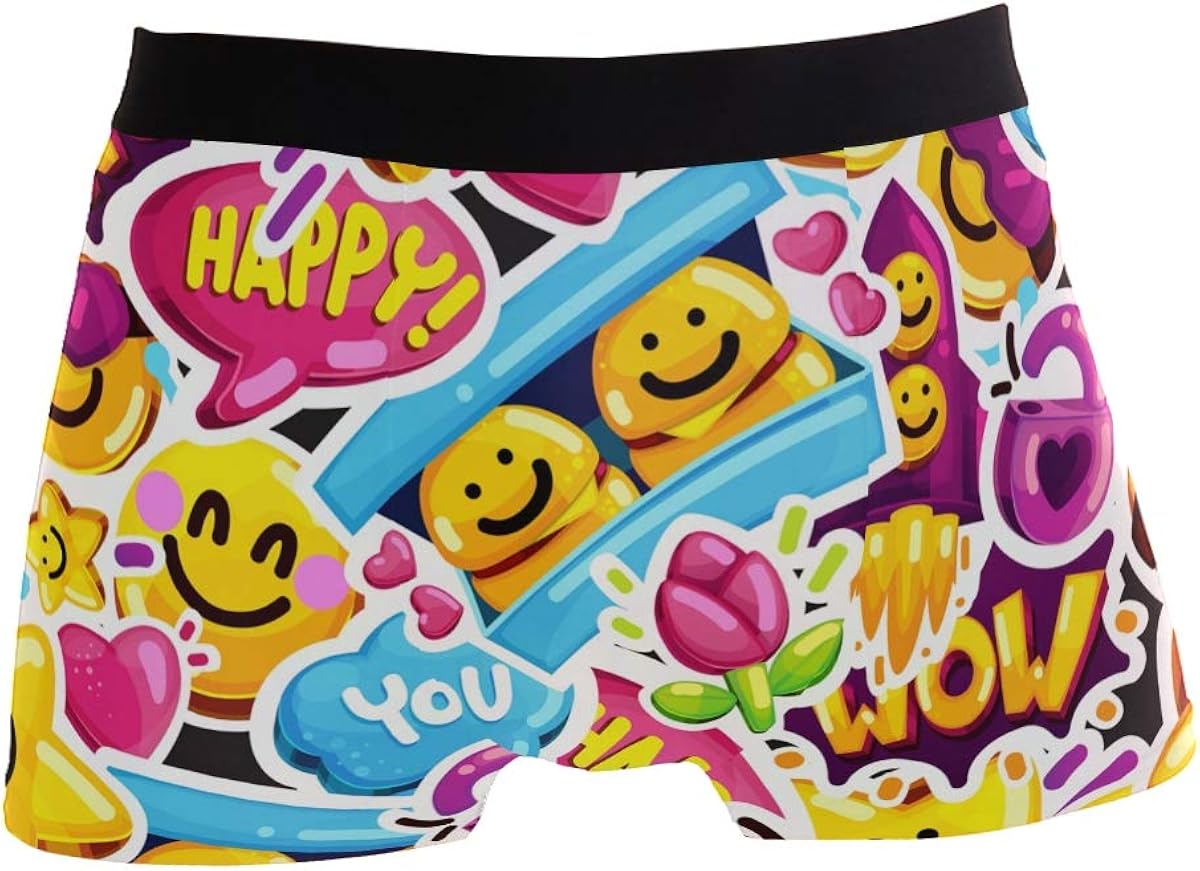 Amazon ボクサーパンツ メンズ Emoji 絵文字 下着 男性用 アンダーウェア ボクサーブリーフ 男性用 インナー 吸水速乾 フィット 柔らかい 通気性 デザイン 耐久性 ボクサー 通販