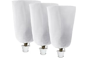 47" X 31.5"Winter Drawstring Plant Covers - 3 Packs Warm Plant Protection Cover Bags, Frost Cloth Blanket Protecting Fruit Tr