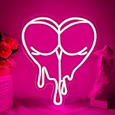 Pink Peach Neon Sign,Lady LED Light Sign for Backdrop,Melting Heart Wall Art Decor for Bar Pub Store Bedroom Club Party Man Cave,Gift for Men Women USB Powered（15"*12.6"）