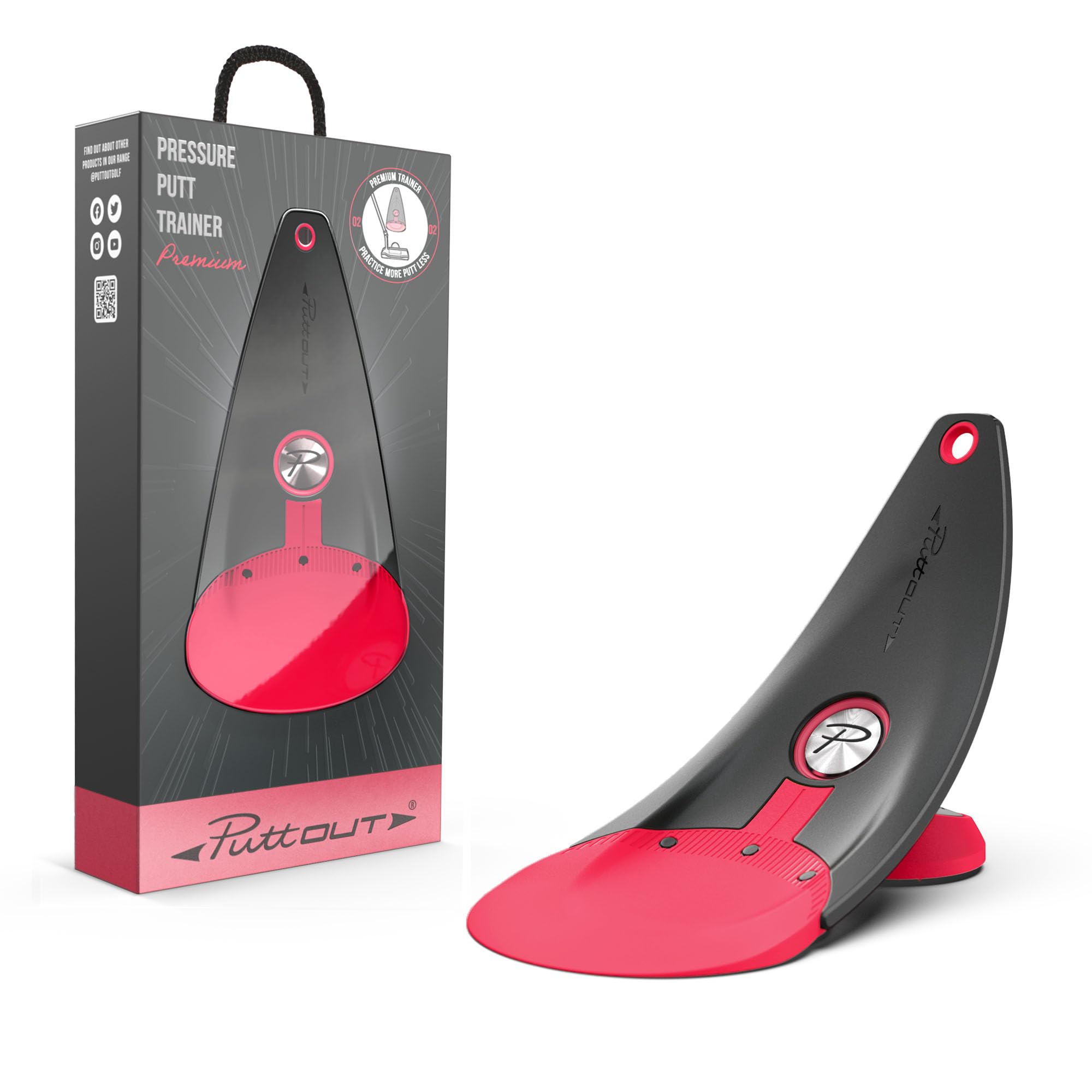 PuttOUT Premium Pressure Putt Trainer - Perfect Your Golf Putting, Coral
