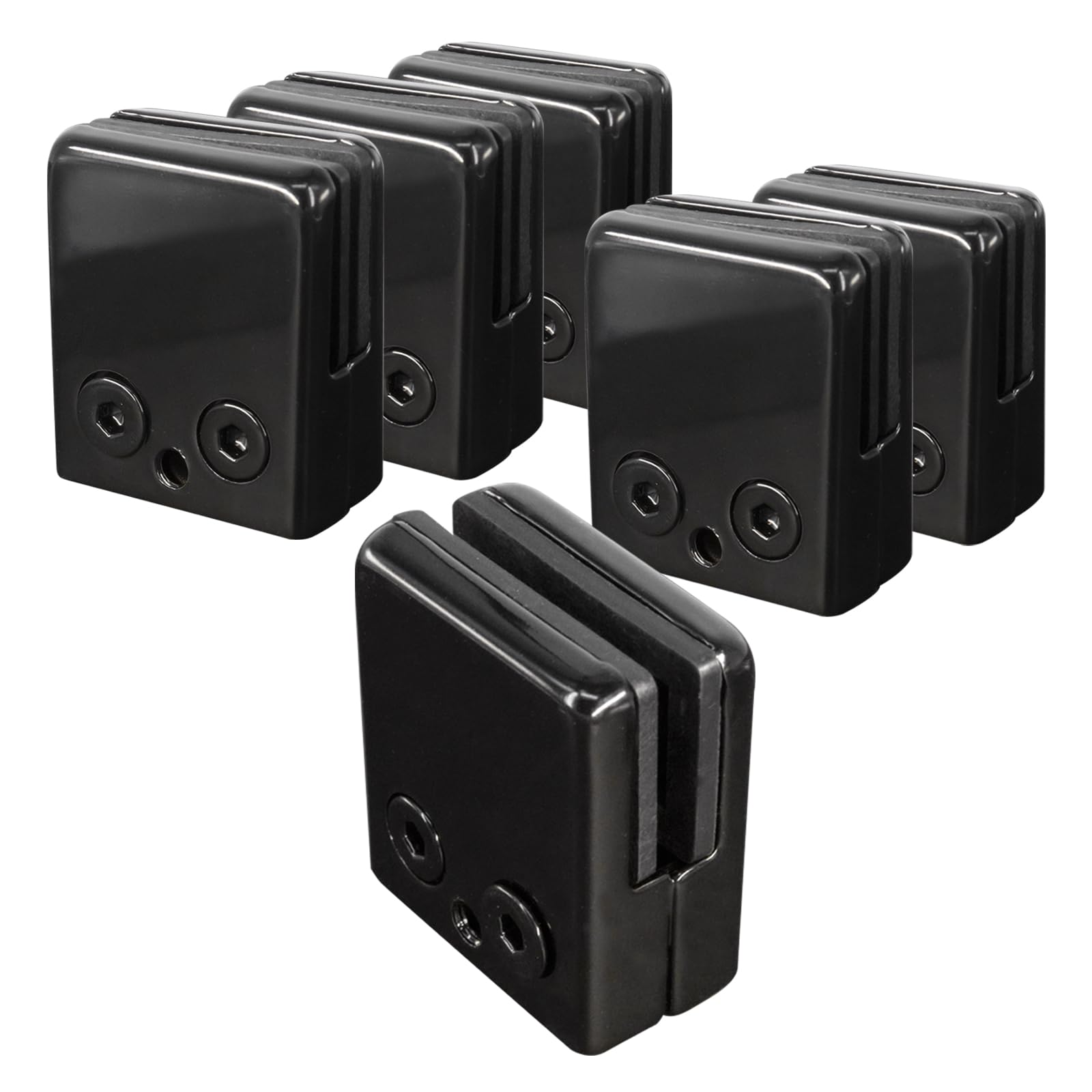 Cokritsm 6pcs Glass Clamps 8-10mm Stainless Steel 304, Black Glass Clips Adjustable Glass Bracket Flat Back for Balustrade Staircase Handrail, Glass Clamps Clip Grip Holder for Stair Window
