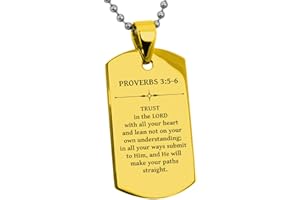 Tioneer Stainless Steel Trust in The Lord Proverbs 3:5-6 Dog Tag Pendant Necklace