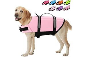 SUNFURA Ripstop Dog Life Jacket, Dog Flotation Life Vests for Swimming, Beach Boating Dog Life Preserver with High Buoyancy and Rescue Handle for Small Medium Large Dogs (Light Pink, S)