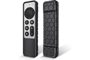 Fintie Protective Case for Apple TV Siri Remote 2021 2022 - Honey Comb Lightweight Anti Slip Shockproof Silicone Cover for Apple TV 4K / HD Siri Remote Controller (2nd Gen / 3rd Gen), Black