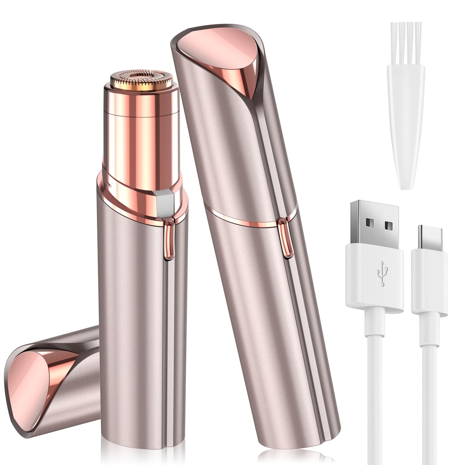 Vexloria Facial Hair Remover for Women, Face Hair Trimmer, Rechargeable Women's Facial Shaver, Painless Lady Shavers for Women for Face Hair, Upper Lips, Peach Fuzz, Bikini Body-Pink