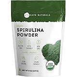 Kate Naturals Organic Spirulina Powder (8 oz) for Immune Support and Antioxidants USDA Certified. Natural. Non-GMO. Gluten-Fr