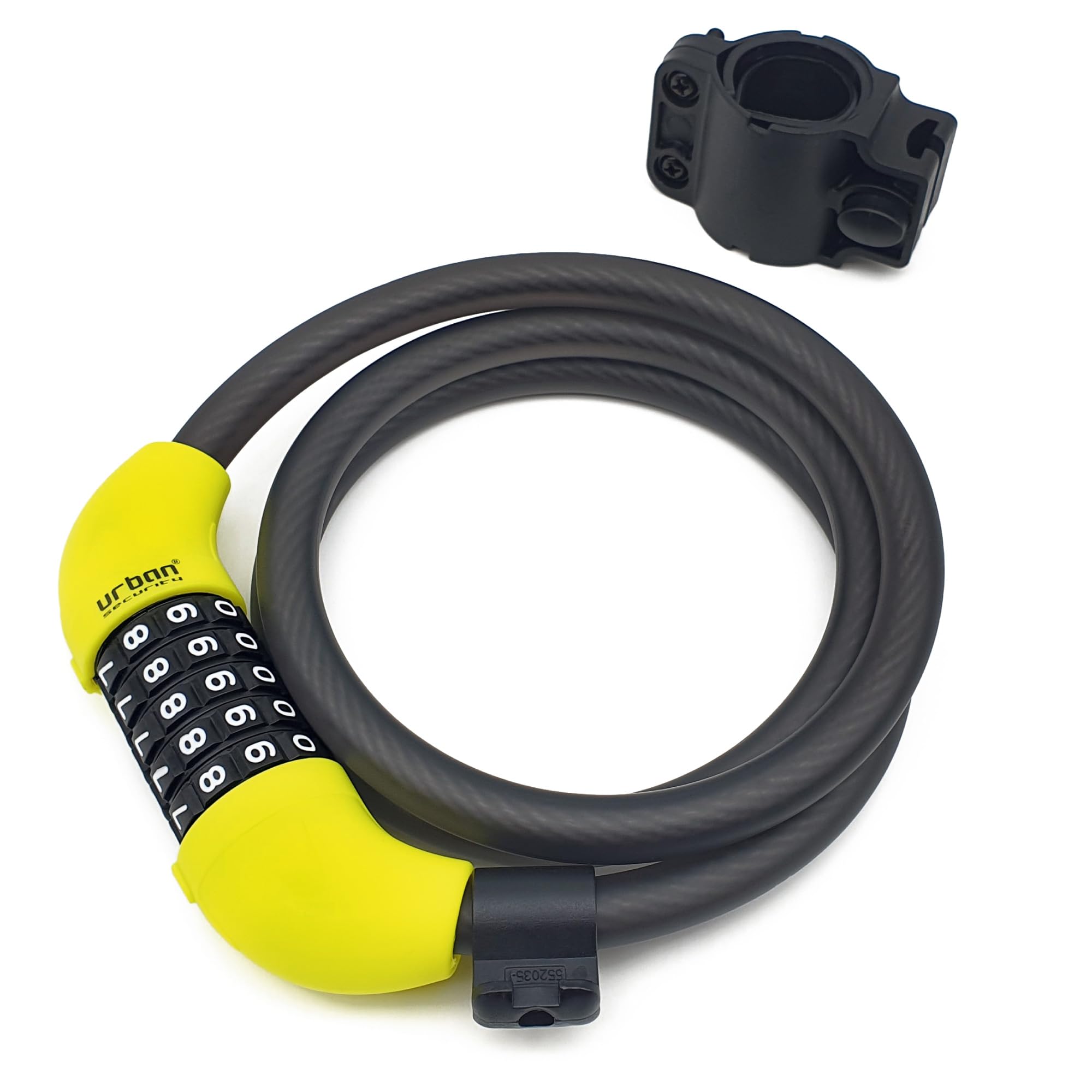 URBAN UR454M Cable Bike Lock Combination, Code 5 Digits Most Advanced, 120cm/3,9ft Braided Steel ø12mm/0,47in, Included Mount, Anti theft Motorcycle Helmet, Accessories, Scooter, Electric Bike Scooter