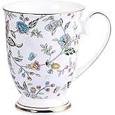 AWHOME Royal Fine Bone China Coffee Mug Assorted colors Tea Cup 11 oz (1, flowers)