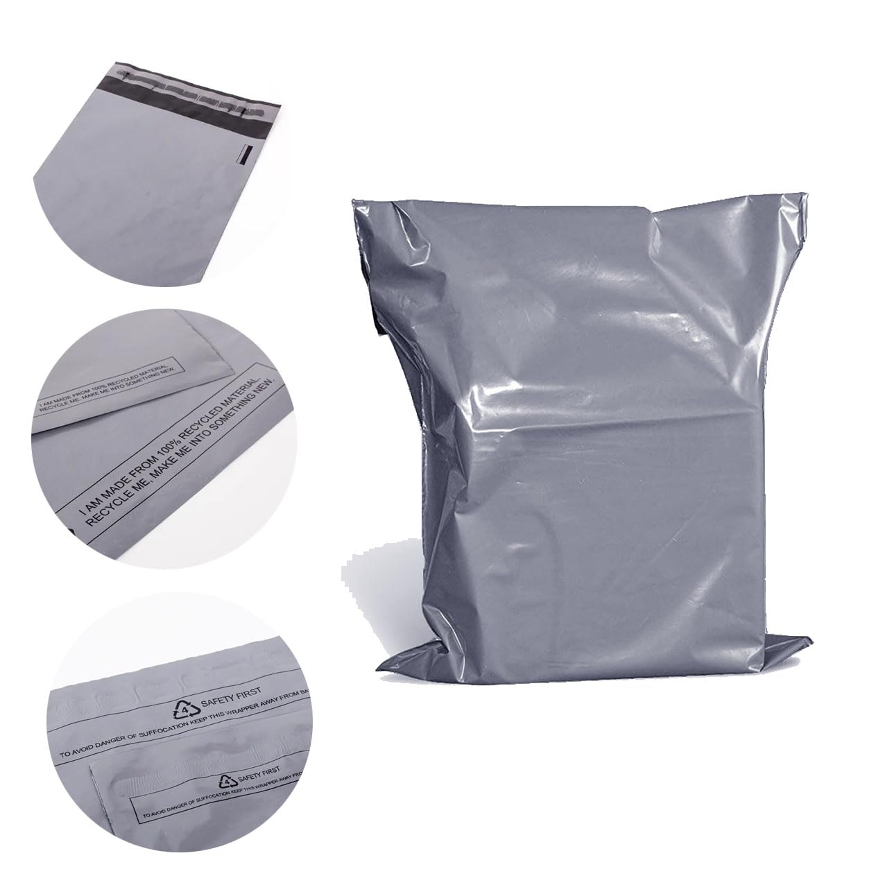 17 X 22 inch (50 Pack) Recycled Strong Grey Mailing Poly Postal Self Seal Bags Large to Small Mailing Bags Postage Packaging Assorted Mailers Posting Shipping Post Parcels Package Bags Various Sizes