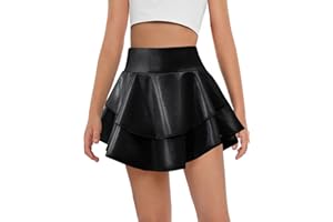 Haloumoning Girls Metallic Skater Skort Kids High Waisted Shiny Dance Scooter Skirt 4-14 Years