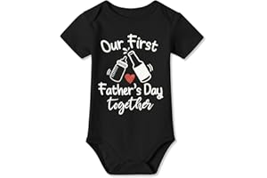 BesserBay Baby Happy Fathers Day Onesie Short Sleeves Our First Father's Day Together Bodysuit 0-12 Months