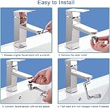 Cunbayi 1440° Rotatable Faucet Extender 2 Spray Mode Tap Aerator Silver view 6