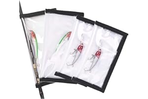 PFILERSO 4 Pack Fishing Bait Cover Durable Clear 0.5mm PVC Lure Wrpas for Shape Fishing Hooks Fishing Bait Storage Protector for Saltwater Freshwater Fishing Gear 2Large+2Medium