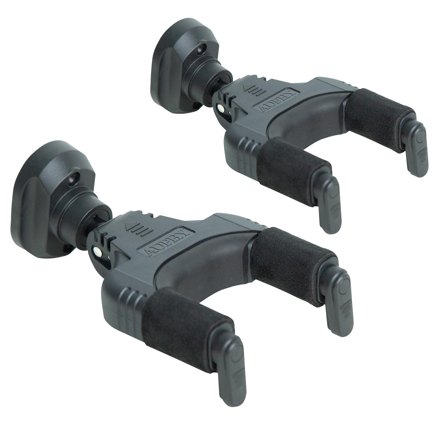 AUPHY Guitar Wall Mount Guitar Hangers with Self-Locking & Swivel Design, Suitable for All Types of Guitars and Basses etc (Black*2)