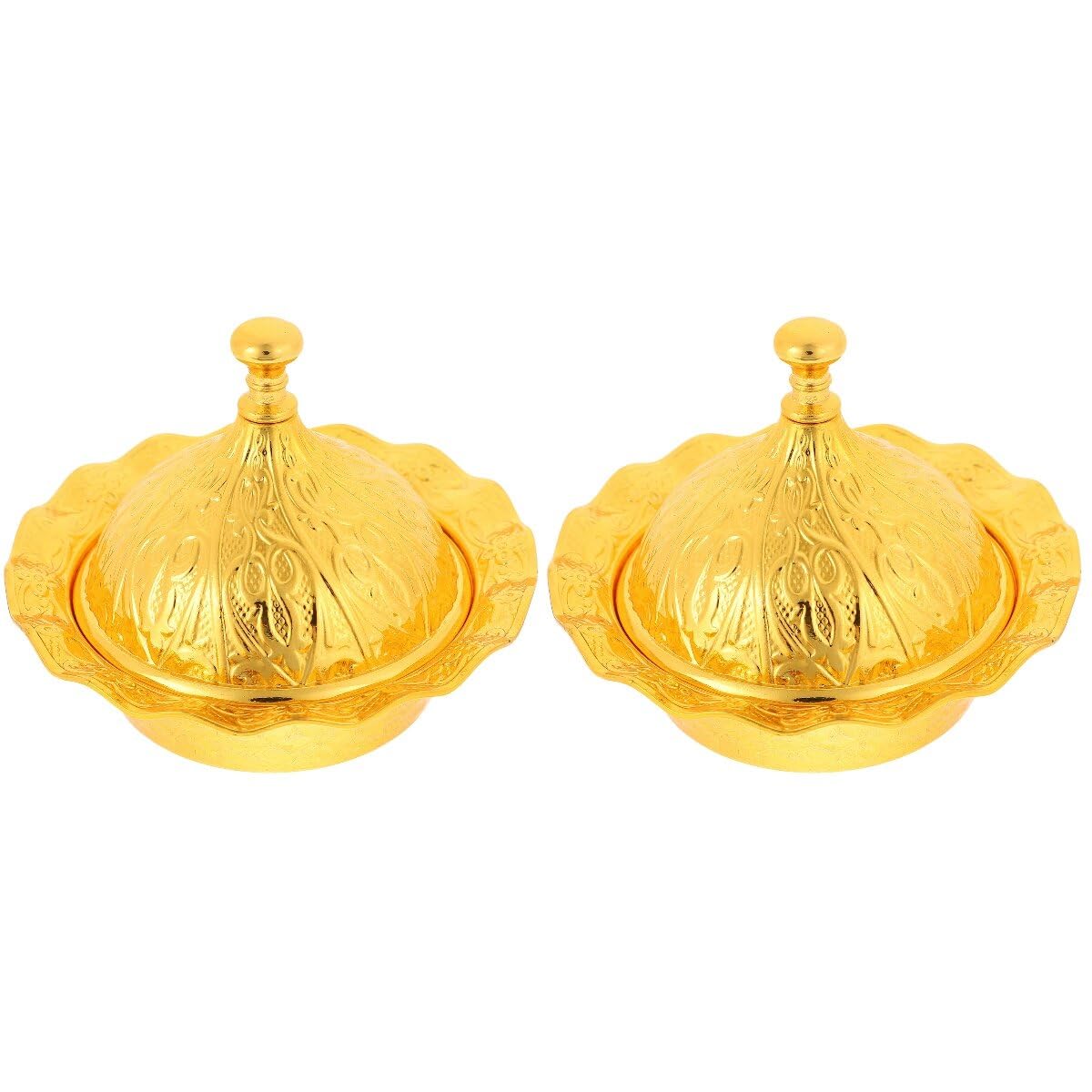 Cabilock 2pcs Sugar Storage Jar Candy Jar Lid Kitchen Essentials for Cafe Use Zinc Alloy Seasoning Container Decorative Sugar Bowl