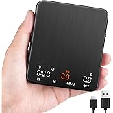 TIPRE Mini Espresso Coffee Scale with Timer &amp; Flow Rate, 2kg/0.1g Precision Digital Coffee Scale, Portable Espresso Scale Rechargeable via USB-C, Triple Brew Modes, LED Display, Mute Mode, g/oz/lb:oz