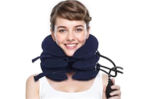 CRABCLAW Neck Stretcher, Neck Traction Device, Cervical Traction Device for Neck Pain Relief, Adjustable & Inflatable Neck Brace, Neck Decompression Devices Home Use (Blue)