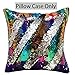 URSKYTOUS Reversible Sequin Pillow Case Decorative Mermaid Pillow Cover Color Changing Cushion Throw Pillowcase 16” x 16”,Rainbow and Silver