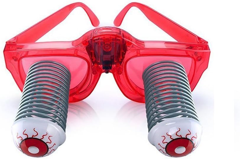 DX DA XIN Slinky Glasses, LED Gag Joke Glasses Light up Novelty Disguise Eyeball-Glasses/Toys for Kids (Red)