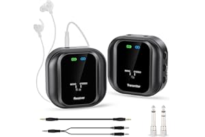 FullyCare Wireless UHF Earphone Monitor System: Rechargeable Transmitter & Receiver for Crystal-Clear Audio for Studio, Band Rehearsal, Live Performance