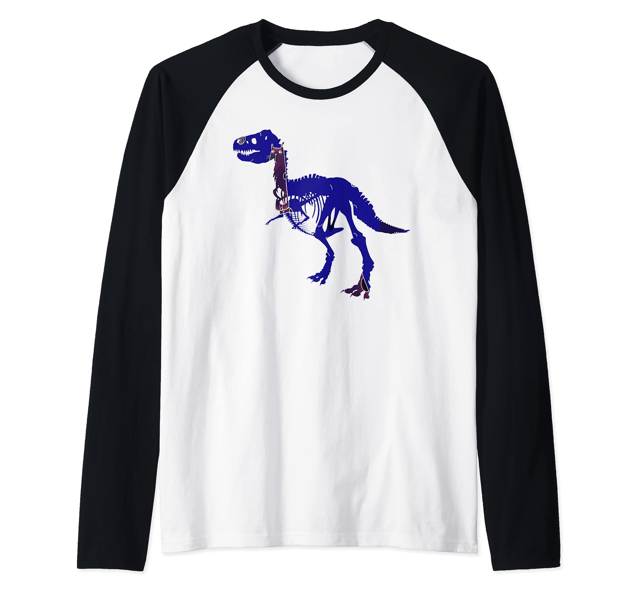 Tyrannosaurus Rex Animal T-Rex Creepy Dinosaur Raglan Baseball Tee