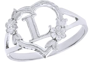 CaliRoseJewelry Silver Initial Alphabet Personalized Heart Ring - Letter L