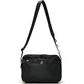 Pander Small Crossbody Bag for Women, Lightweight Nylon Everyday Purse with Adjustable Strap, Multi Pocket Water Repellent Shoulder Bag for Work Travel Errands, Black