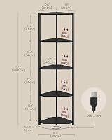 VASAGLE 5-Tier Corner Shelf with Adjustable LED Lights Ebony Black LBC590B02 view 7