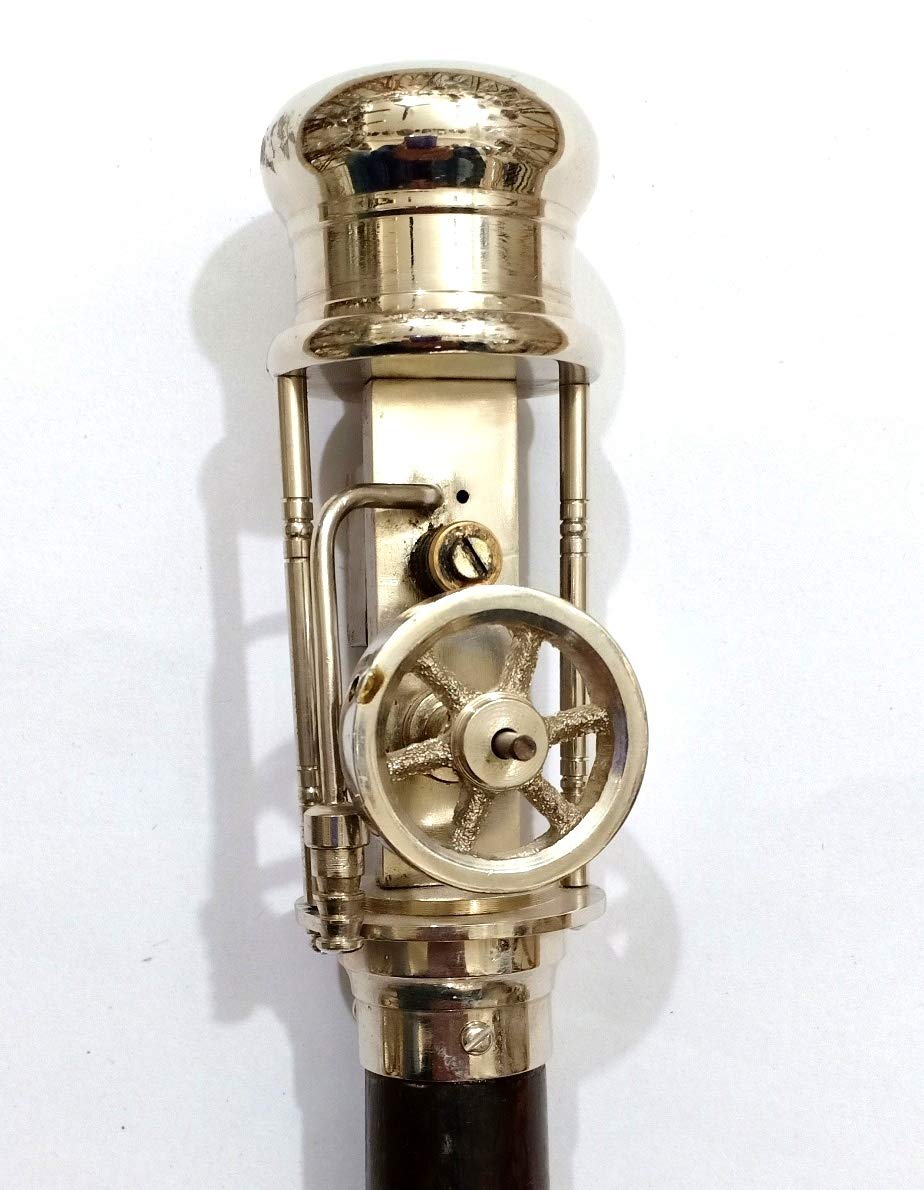 Vintage Walking Cane Stick With Steam Engine Model Handmade Nautical Beautiful Gift For Gentlemen & Your Lovers.