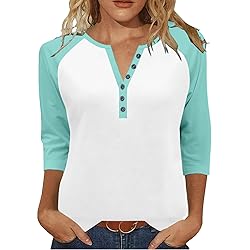 Henley Shirts for Women Y2K Contrast Color Block