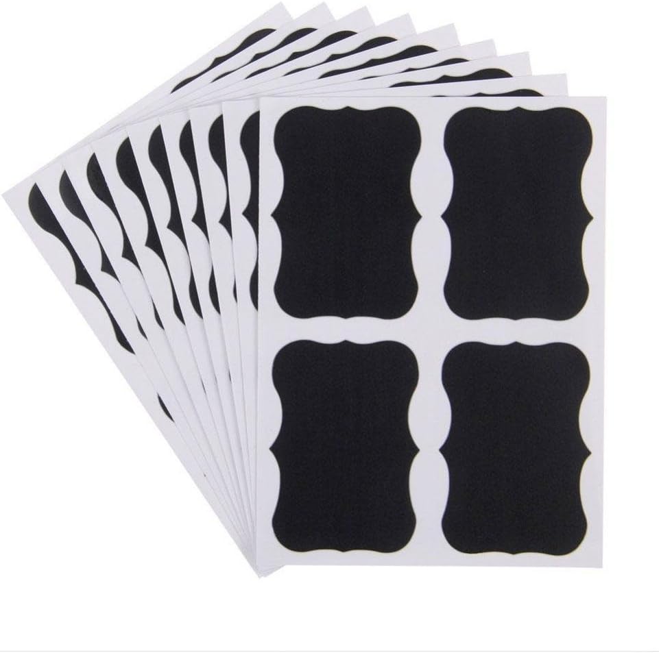 Ianify Re-Writable Chalkboard Vinyl Labels for Cups, Bottles, Jars Or Gifts 36 Pieces 47x34 mm