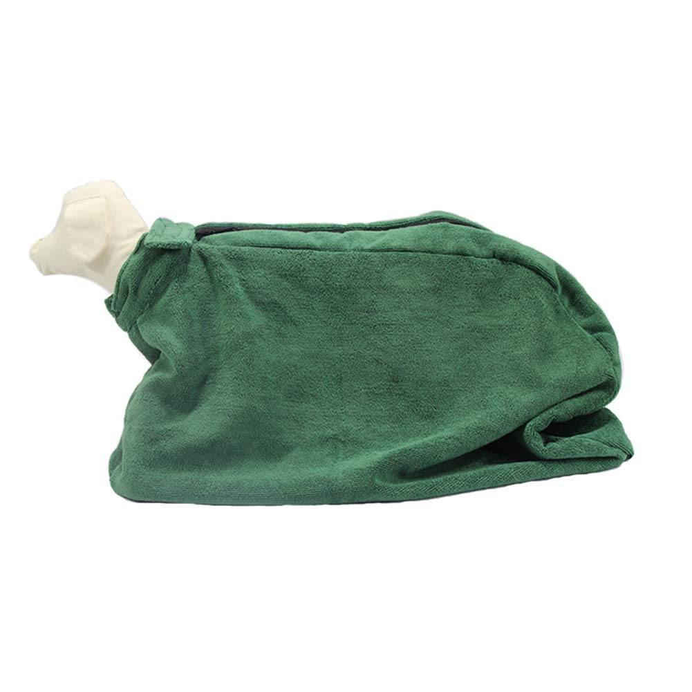 Pet Towel Dry Bag,Dog Fast Dry Bag, Fast Drying Bath Towels Super Absorbent Pet Cat Bath Robe Towel (XS, Green)