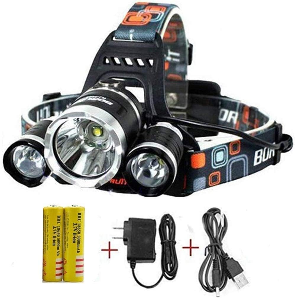 Best LED Headlamp 50000 Lumen flashlight- IMPROVED LED, Rechargeable 18650 headlight flashlights Waterproof Hard Hat Light, Bright Head Lights, Running or Camping headlamps
