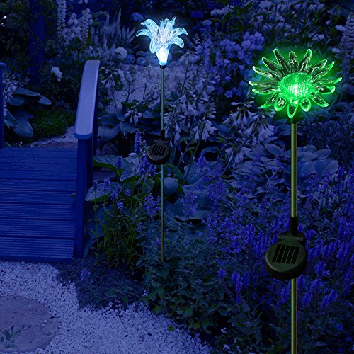 image for SolarDuke Flower Garden Lights Solar Powered Outdoor Stakes Color Chan