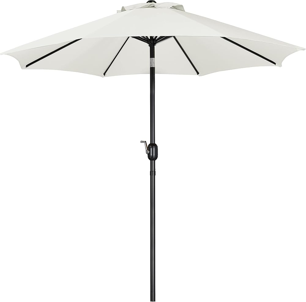 Yaheetech 9ft Garden Parasol Umbrella with Crank 8 Ribs Cream 2.7M Patio Shade