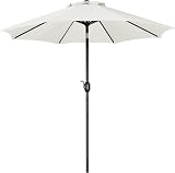 Yaheetech 9ft Garden Parasol Umbrella with Crank 8 Ribs Cream 2.7M Patio Shade