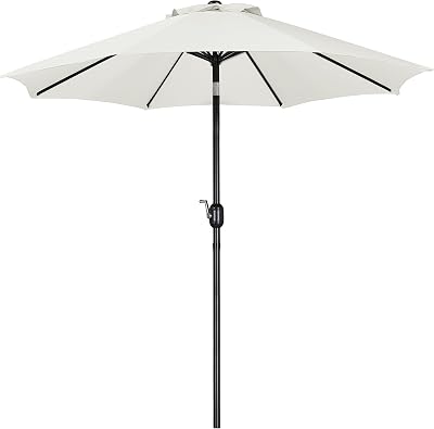 Yaheetech 9ft Garden Parasol Umbrella with Crank 8 Ribs Cream 2.7M Patio Shade