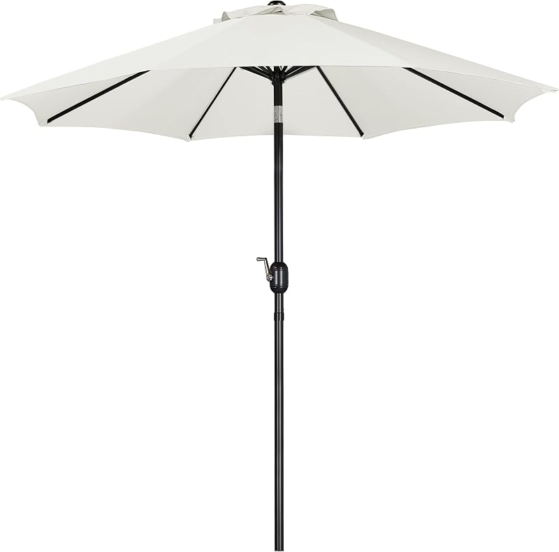 Yaheetech 9ft Garden Parasol Umbrella with Crank 8 Ribs Cream 2.7M Patio Shade