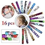 Outgeek Mermaid Slap Bracelet, 16 PCS Mermaid Slap Sequin Magic 16Color Flip Sequin Bracelet Hair Band Clasp Reversible Mermaid Slap Wristband Charm for Girls Boys Women Party Birthday