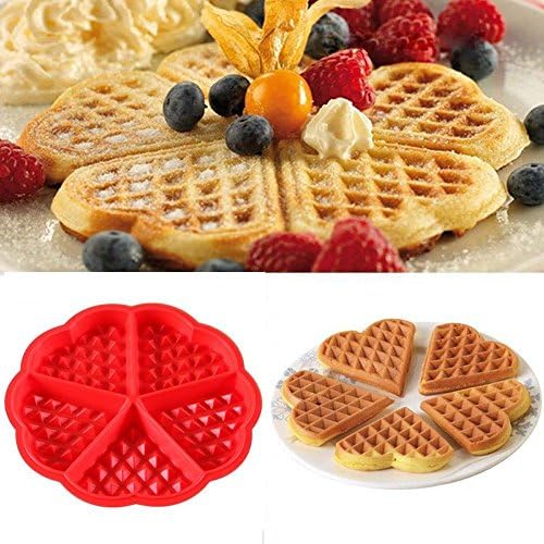 OKOKMALL US--Kitchen Silicone Mini Round Waffles Pan Cake Baking Mould Mold Waffle Tray Red