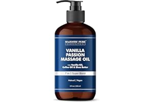 Majestic Pure Vanilla Passion Massage Oil with Vanilla, Coffee & Shea Butter | Invigorating, Refreshing, and Relaxing |for Al