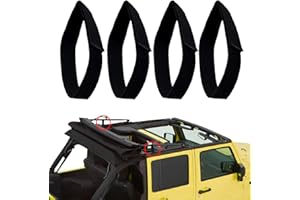 ROMASO Soft Top Straps,Back Window Straps for Jeep Wrangler JK,Soft Top Tie Down Straps for Jeep,Heavy Duty Rear Window Straps,Black,(Pack of 4)