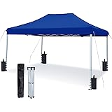 AsterOutdoor 10'x15' Commercial Heavy Duty Pop Up Canopy Tent with Adjustable Leg Heights, Wheeled Carry Bag, Sandbags, Stake