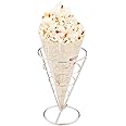 Restaurantware Conetek 10-Inch Eco-Friendly Finger Food Cones: Perfect for Appetizers - Food-Safe Paper Cone with Newsprint Styling - Disposable and Recyclable - 100-CT