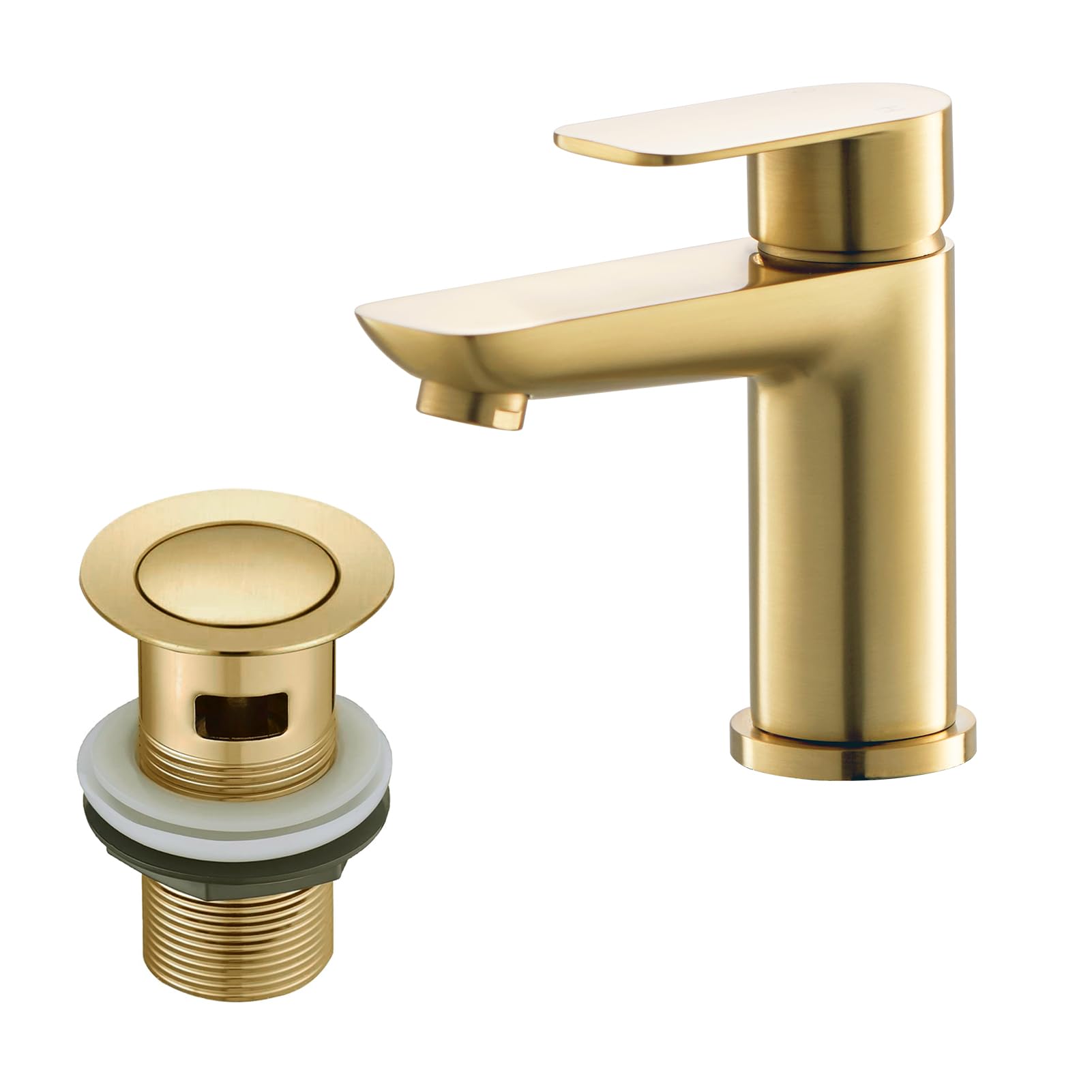 Black Basin Taps with Pop Up Waste, BATHWEST Modern Monobloc Chrome Brass Matte Black Bathroom Sink Taps for Basin with Drainer 922MG